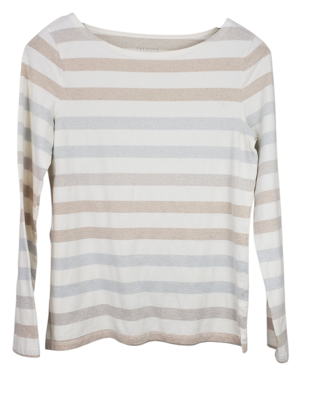 Talbots Striped Long Sleeve Sparkle Knit Crew Neck Women's Top Size S